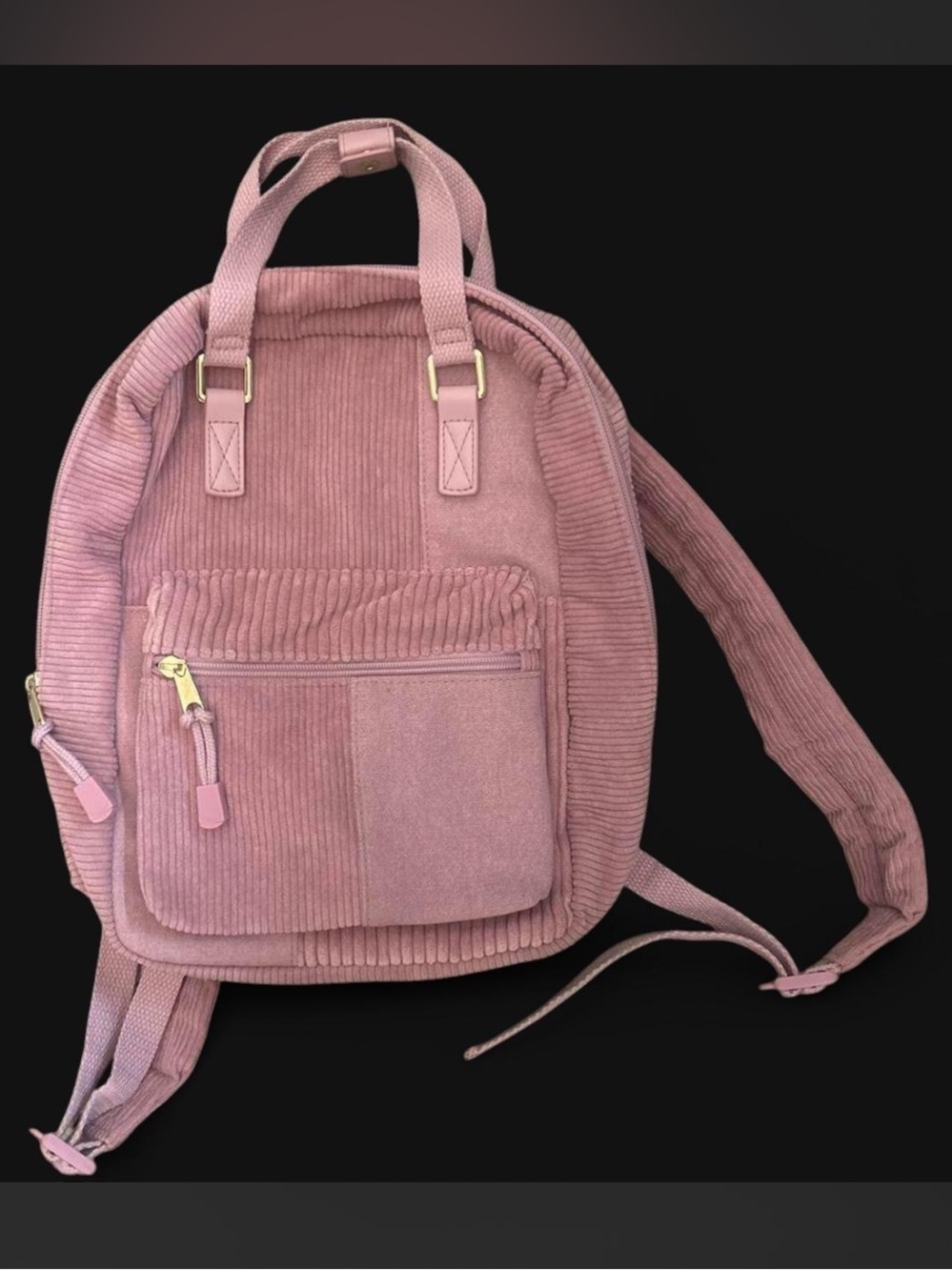 Wild Fable Target pink corduroy mini backpack with vertical ribs and patterns